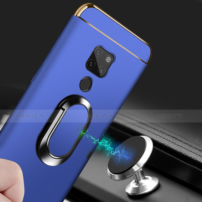 Funda Bumper Lujo Marco de Metal y Plastico con Magnetico Anillo de dedo Soporte para Huawei Mate 20 Azul