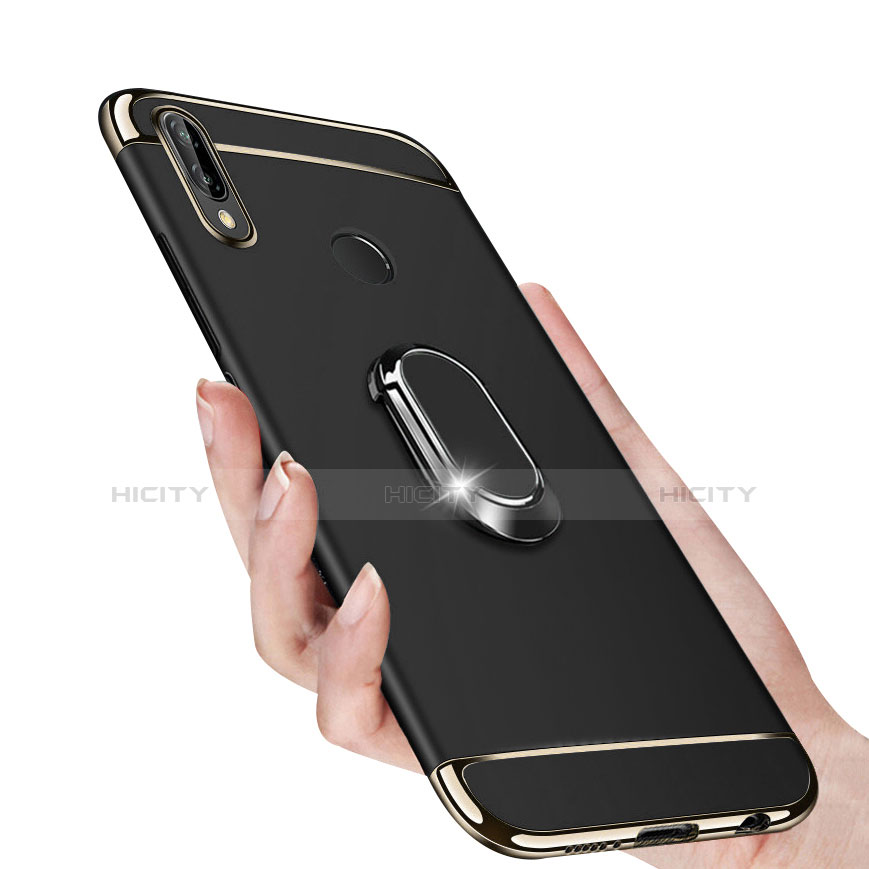 Funda Bumper Lujo Marco de Metal y Plastico con Magnetico Anillo de dedo Soporte para Huawei Nova 3i Negro