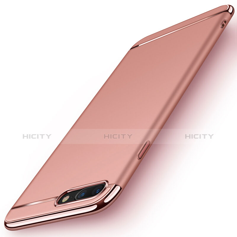 Funda Bumper Lujo Marco de Metal y Plastico F01 para Apple iPhone 7 Plus Oro Rosa