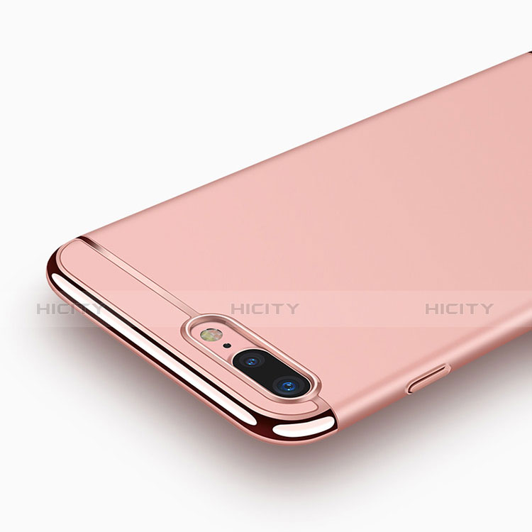 Funda Bumper Lujo Marco de Metal y Plastico F01 para Apple iPhone 7 Plus Oro Rosa