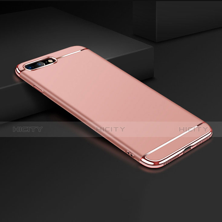 Funda Bumper Lujo Marco de Metal y Plastico F01 para Apple iPhone 7 Plus Oro Rosa