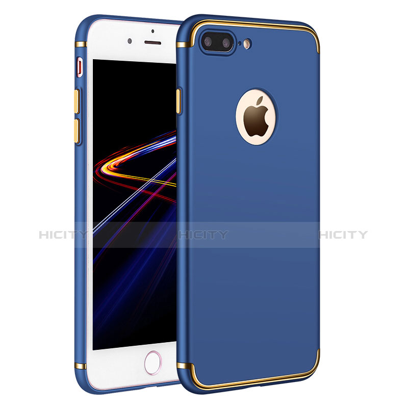 Funda Bumper Lujo Marco de Metal y Plastico F02 para Apple iPhone 7 Plus Azul