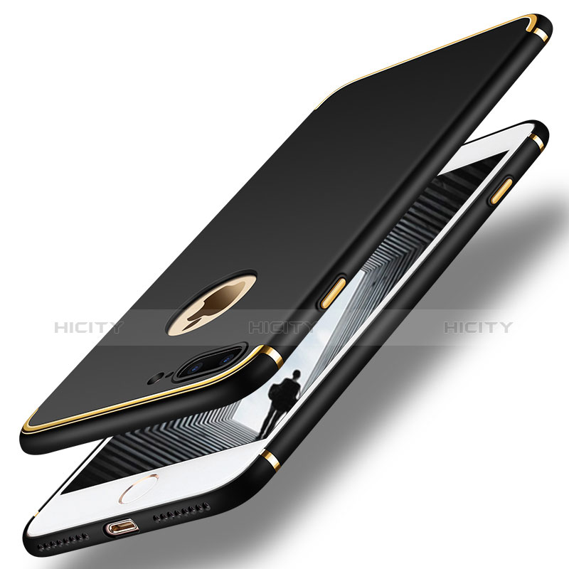 Funda Bumper Lujo Marco de Metal y Plastico F02 para Apple iPhone 7 Plus Negro