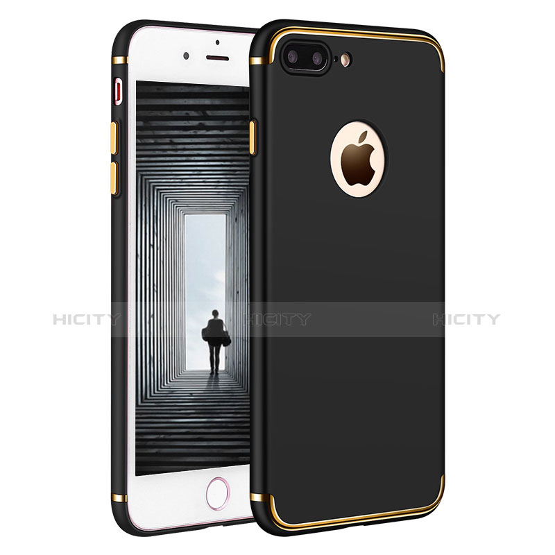 Funda Bumper Lujo Marco de Metal y Plastico F02 para Apple iPhone 7 Plus Negro