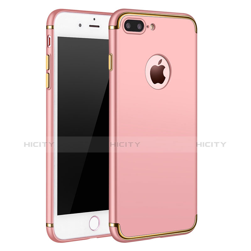 Funda Bumper Lujo Marco de Metal y Plastico F02 para Apple iPhone 7 Plus Oro Rosa