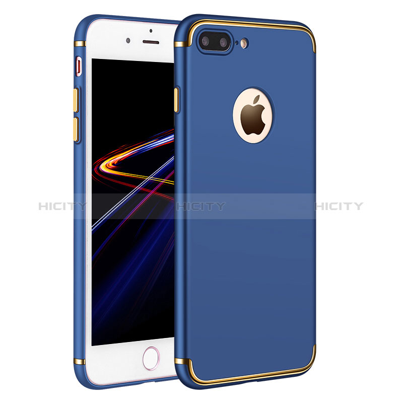 Funda Bumper Lujo Marco de Metal y Plastico F02 para Apple iPhone 8 Plus Azul