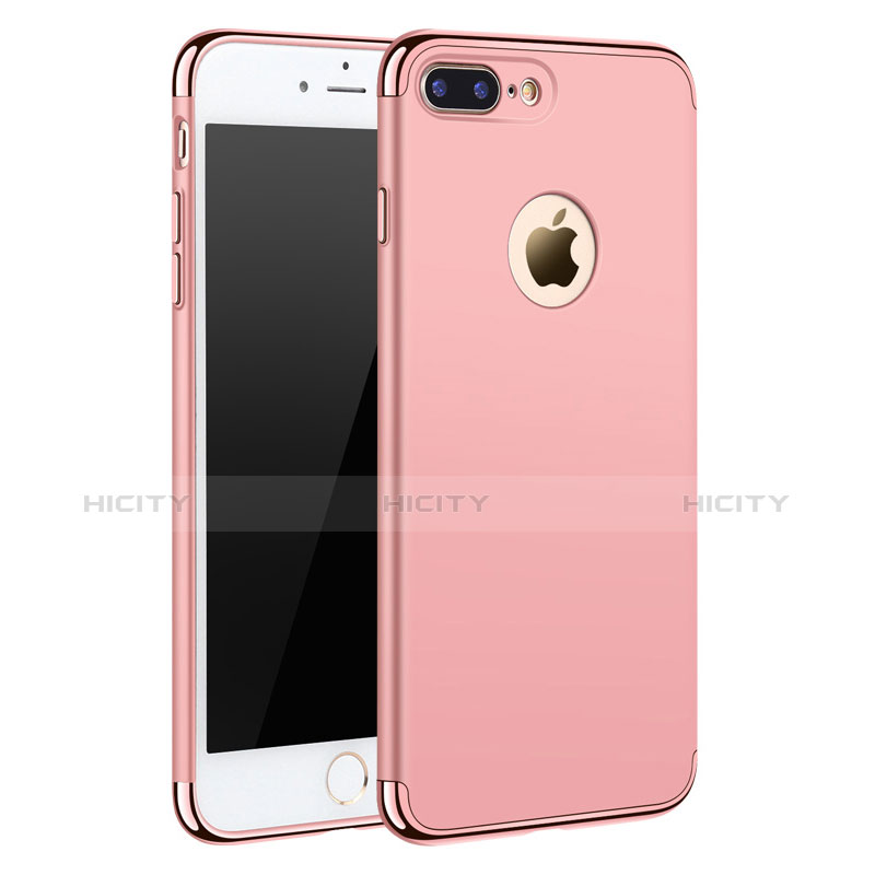 Funda Bumper Lujo Marco de Metal y Plastico F05 para Apple iPhone 7 Plus Oro Rosa