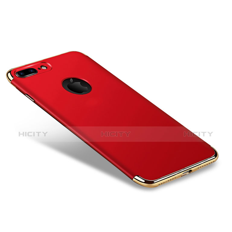 Funda Bumper Lujo Marco de Metal y Plastico F05 para Apple iPhone 7 Plus Rojo