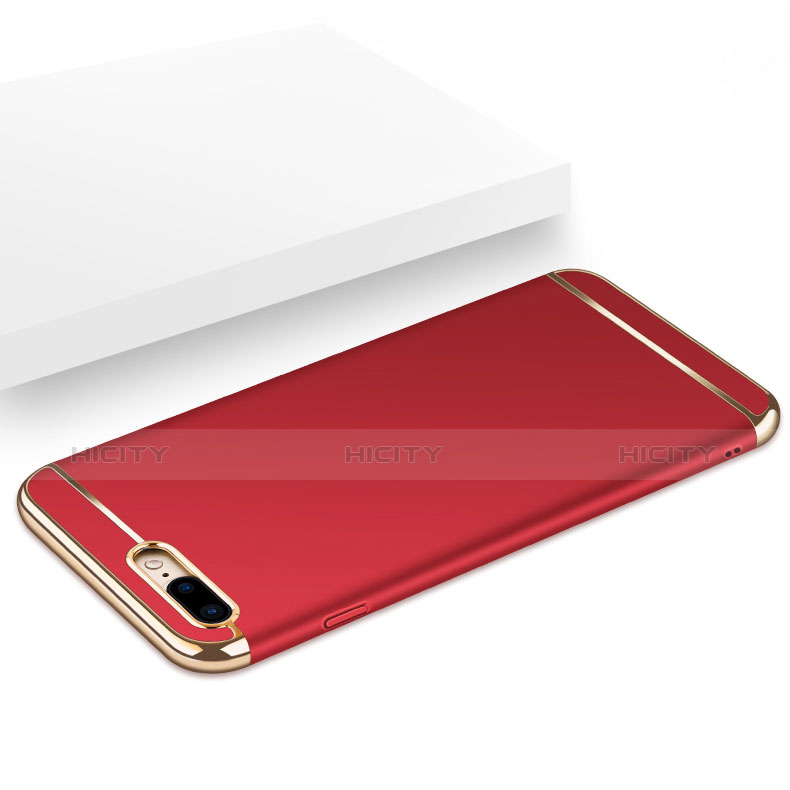 Funda Bumper Lujo Marco de Metal y Plastico F06 para Apple iPhone 7 Plus Rojo