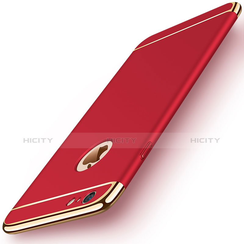 Funda Bumper Lujo Marco de Metal y Plastico M01 para Apple iPhone 6 Plus Rojo