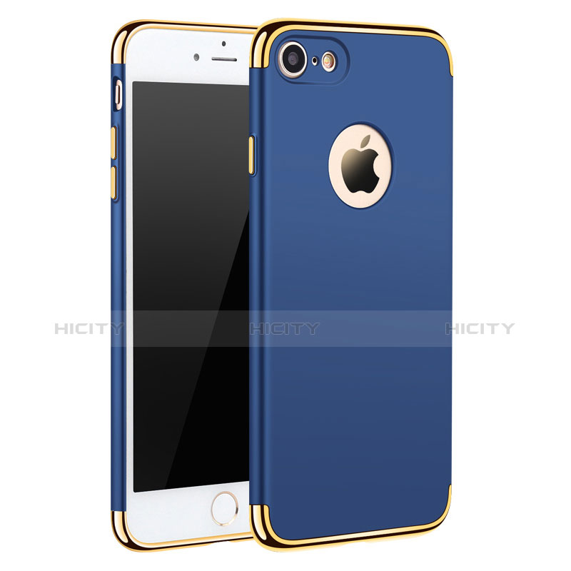 Funda Bumper Lujo Marco de Metal y Plastico M01 para Apple iPhone 8 Azul