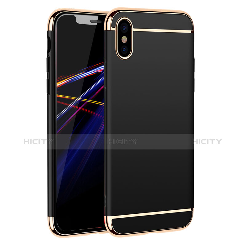 Funda Bumper Lujo Marco de Metal y Plastico M01 para Apple iPhone X Negro