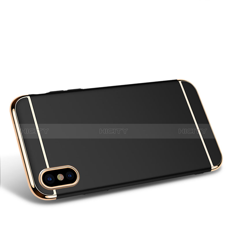 Funda Bumper Lujo Marco de Metal y Plastico M01 para Apple iPhone X Negro