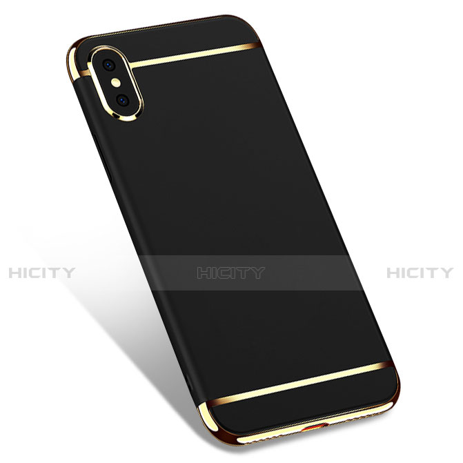 Funda Bumper Lujo Marco de Metal y Plastico M01 para Apple iPhone X Negro