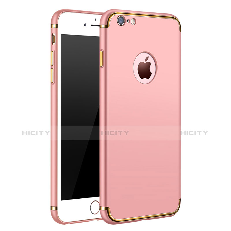 Funda Bumper Lujo Marco de Metal y Plastico M02 para Apple iPhone 6 Oro Rosa