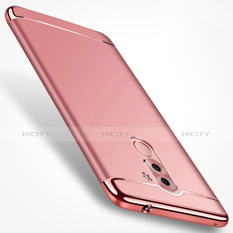 Funda Bumper Lujo Marco de Metal y Plastico M02 para Huawei Honor 6X Pro Oro Rosa