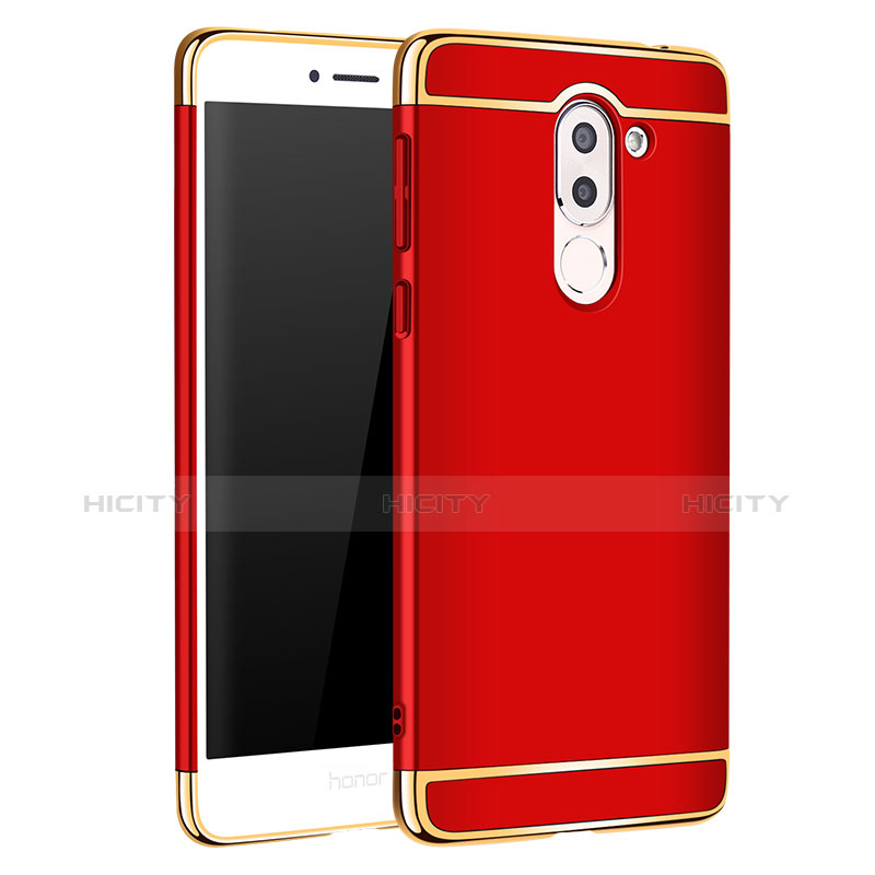 Funda Bumper Lujo Marco de Metal y Plastico M02 para Huawei Honor 6X Rojo