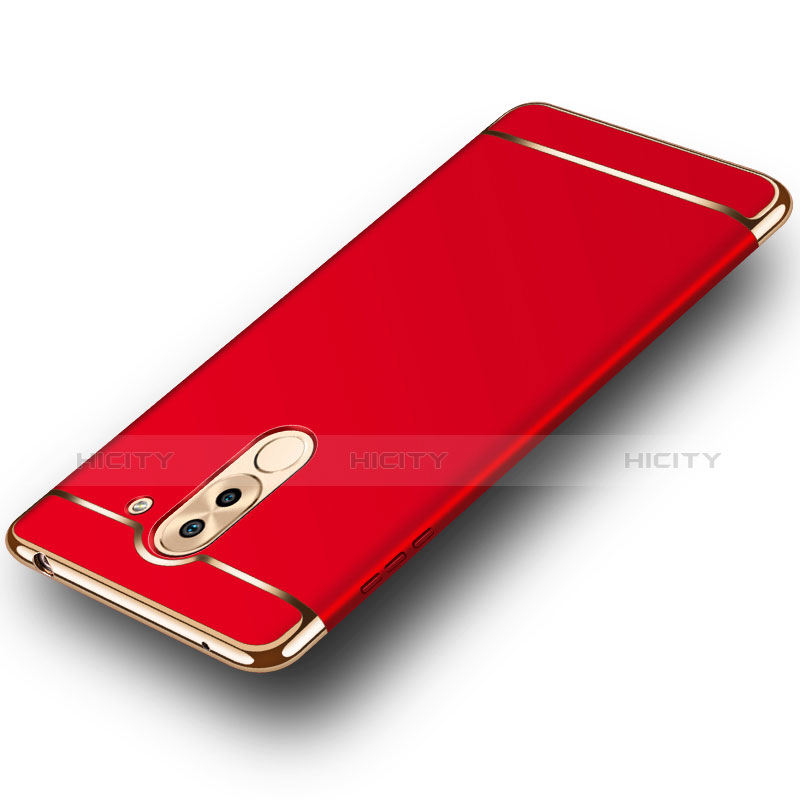 Funda Bumper Lujo Marco de Metal y Plastico M02 para Huawei Honor 6X Rojo
