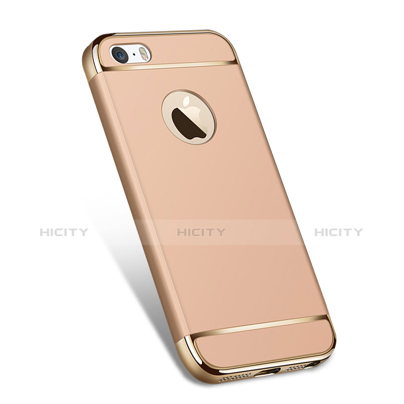 Funda Bumper Lujo Marco de Metal y Plastico para Apple iPhone 5 Oro