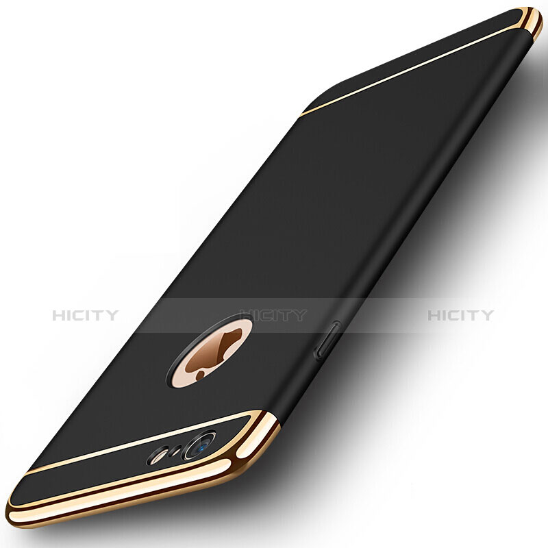Funda Bumper Lujo Marco de Metal y Plastico para Apple iPhone 6 Negro