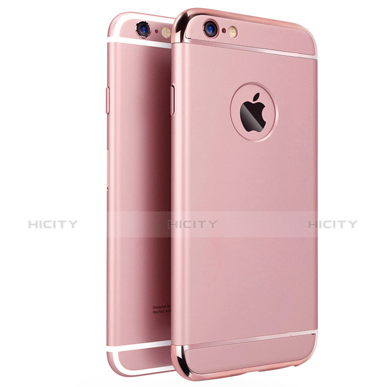 Funda Bumper Lujo Marco de Metal y Plastico para Apple iPhone 6 Rosa