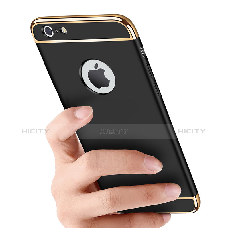 Funda Bumper Lujo Marco de Metal y Plastico para Apple iPhone 6S Negro