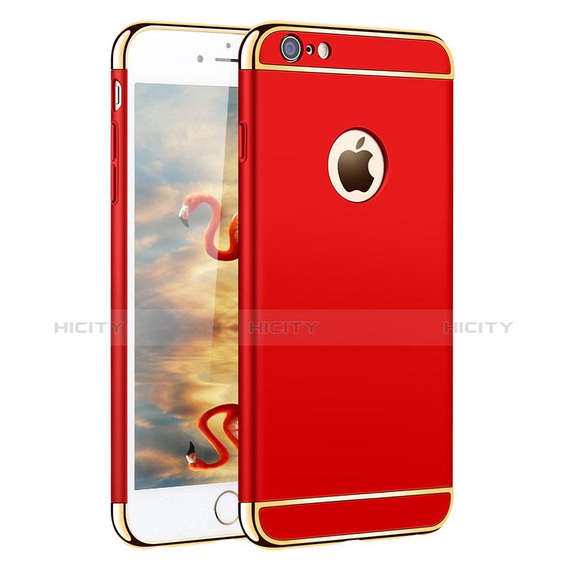 Funda Bumper Lujo Marco de Metal y Plastico para Apple iPhone 6S Rojo