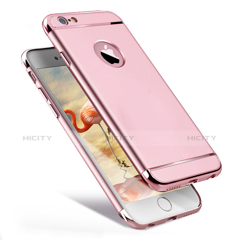 Funda Bumper Lujo Marco de Metal y Plastico para Apple iPhone 6S Rosa