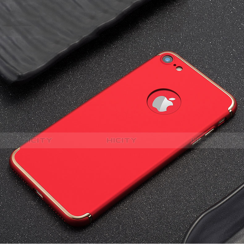 Funda Bumper Lujo Marco de Metal y Plastico para Apple iPhone 8 Rojo