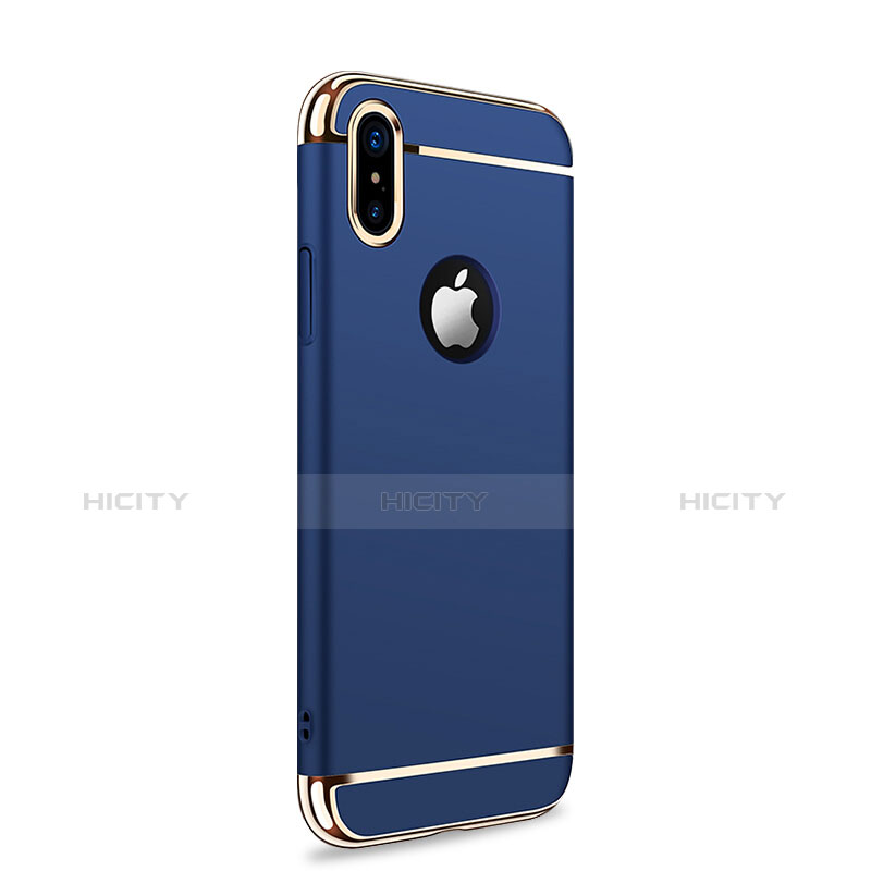 Funda Bumper Lujo Marco de Metal y Plastico para Apple iPhone X Azul