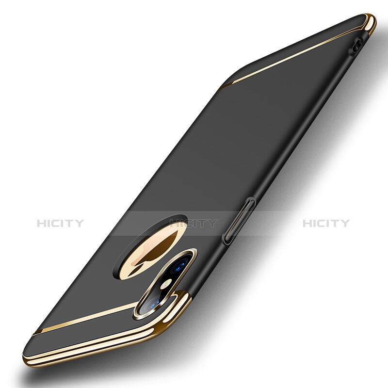 Funda Bumper Lujo Marco de Metal y Plastico para Apple iPhone X Negro