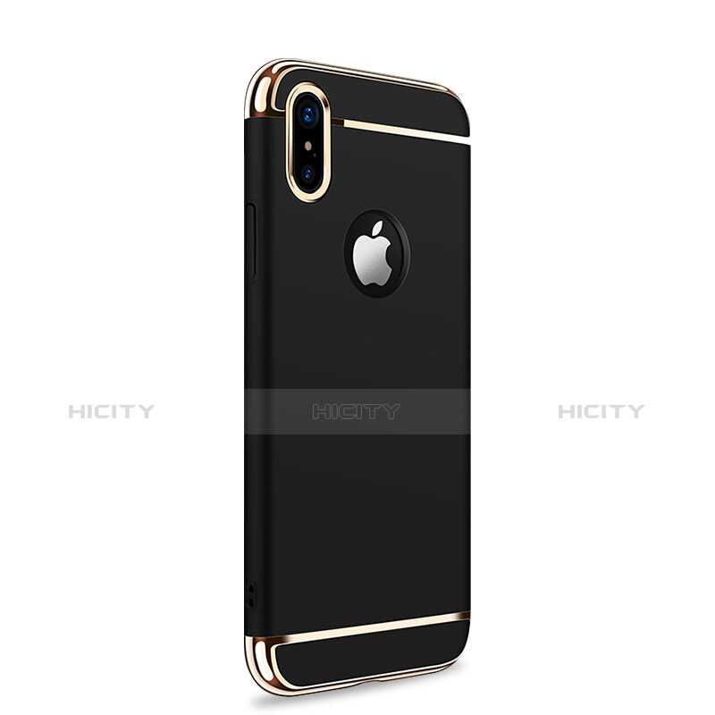 Funda Bumper Lujo Marco de Metal y Plastico para Apple iPhone X Negro