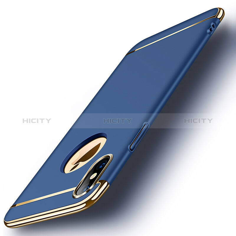 Funda Bumper Lujo Marco de Metal y Plastico para Apple iPhone Xs Max Azul