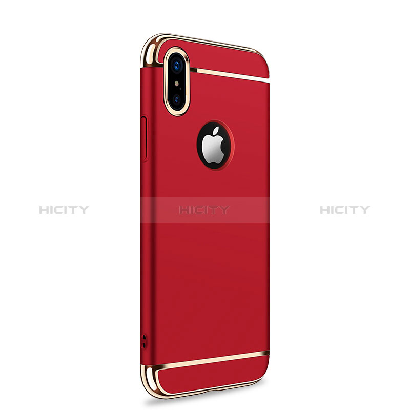 Funda Bumper Lujo Marco de Metal y Plastico para Apple iPhone Xs Max Rojo