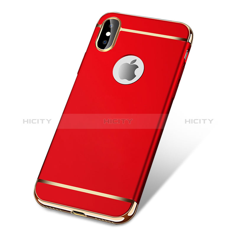 Funda Bumper Lujo Marco de Metal y Plastico para Apple iPhone Xs Max Rojo