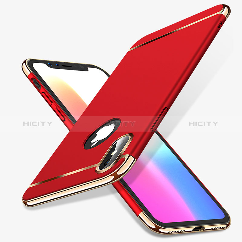 Funda Bumper Lujo Marco de Metal y Plastico para Apple iPhone Xs Max Rojo