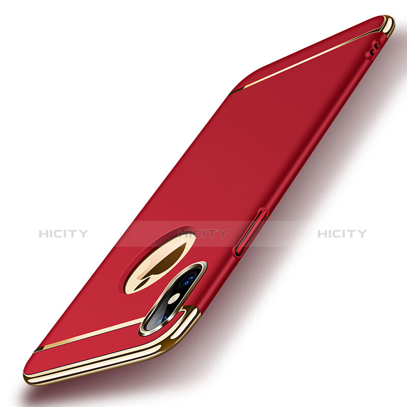 Funda Bumper Lujo Marco de Metal y Plastico para Apple iPhone Xs Rojo