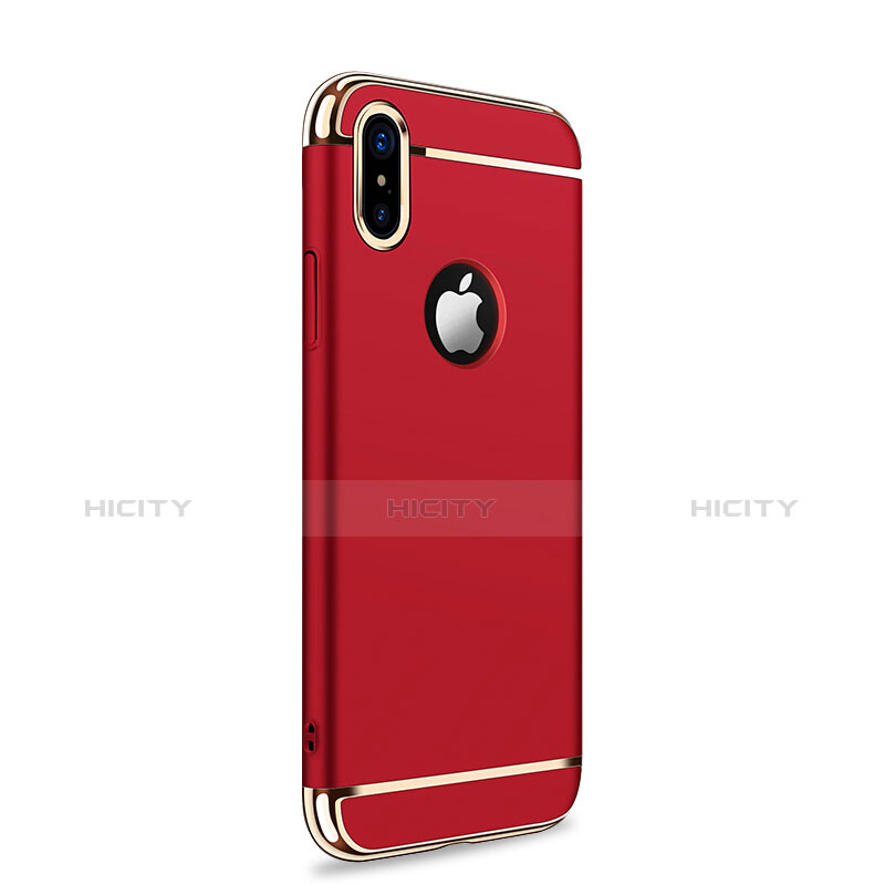 Funda Bumper Lujo Marco de Metal y Plastico para Apple iPhone Xs Rojo