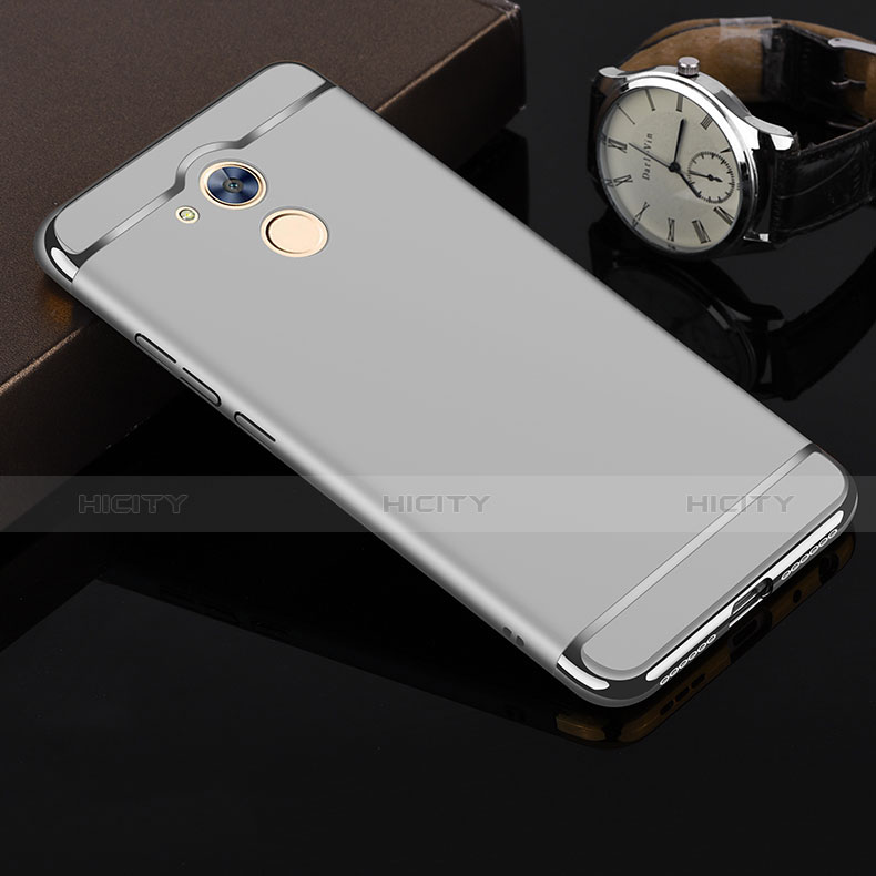 Funda Bumper Lujo Marco de Metal y Plastico para Huawei Honor 6A Plata