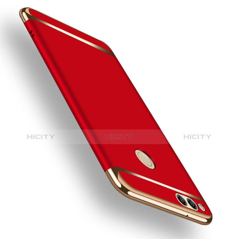 Funda Bumper Lujo Marco de Metal y Plastico para Huawei Honor 7X Rojo