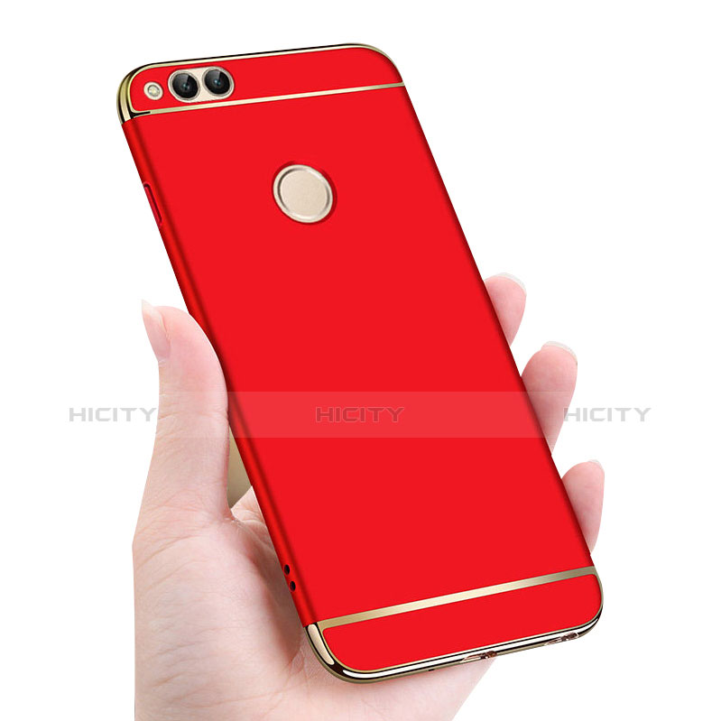 Funda Bumper Lujo Marco de Metal y Plastico para Huawei Honor 7X Rojo