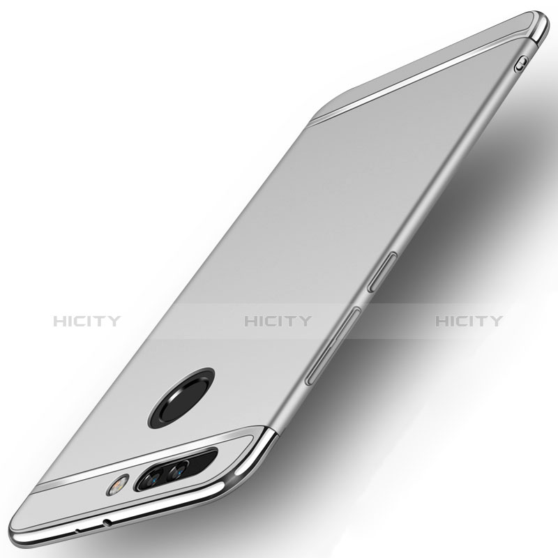 Funda Bumper Lujo Marco de Metal y Plastico para Huawei Honor 8 Pro Plata