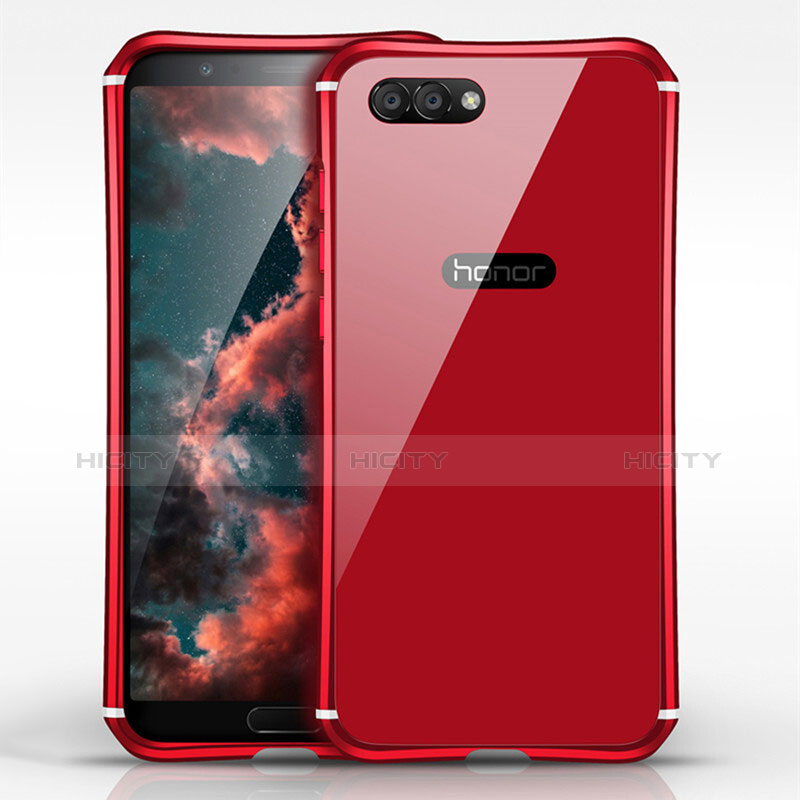 Funda Bumper Lujo Marco de Metal y Plastico para Huawei Honor V10 Rojo