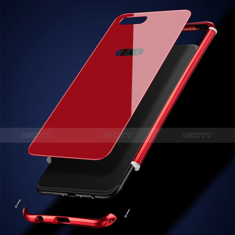 Funda Bumper Lujo Marco de Metal y Plastico para Huawei Honor V10 Rojo