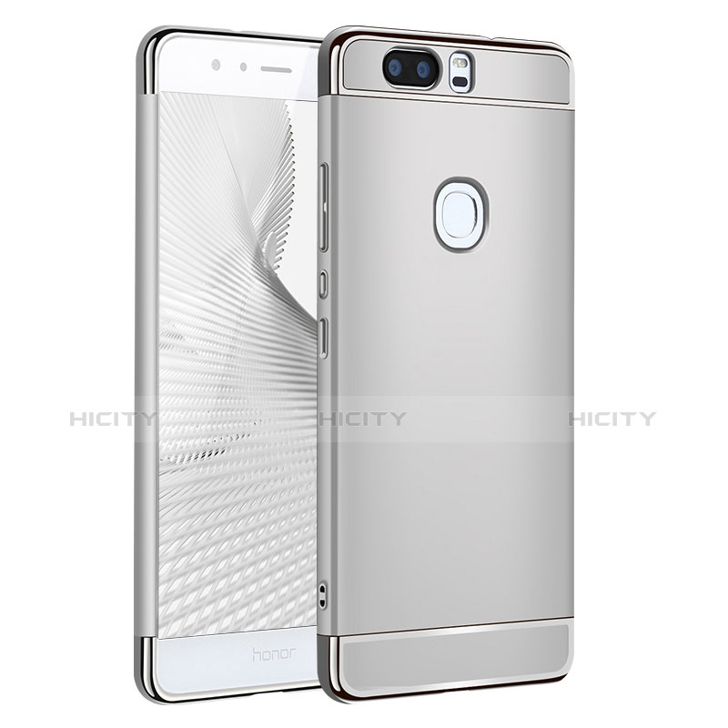 Funda Bumper Lujo Marco de Metal y Plastico para Huawei Honor V8 Plata