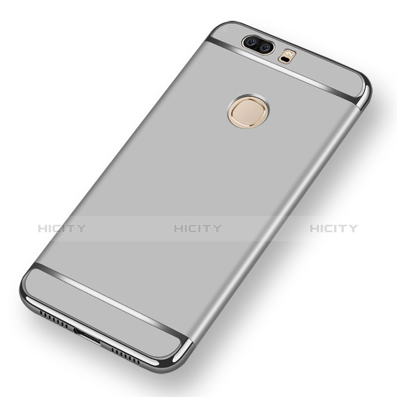 Funda Bumper Lujo Marco de Metal y Plastico para Huawei Honor V8 Plata