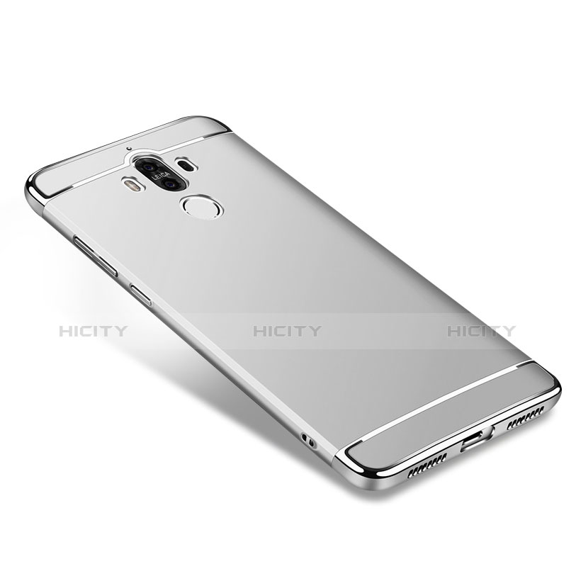 Funda Bumper Lujo Marco de Metal y Plastico para Huawei Mate 9 Plata