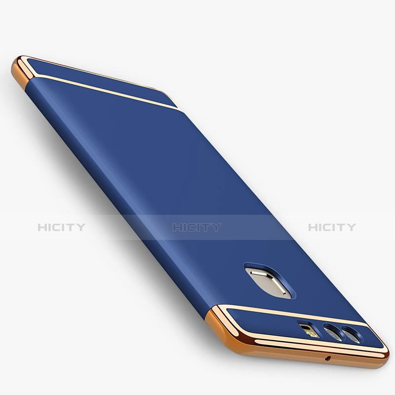 Funda Bumper Lujo Marco de Metal y Plastico para Huawei P9 Azul