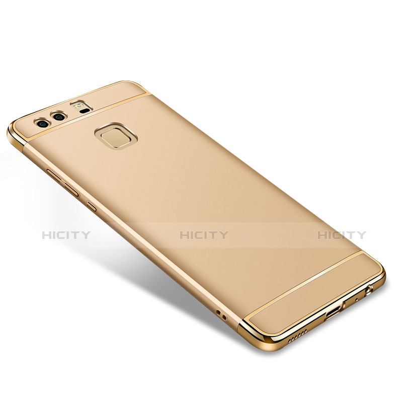 Funda Bumper Lujo Marco de Metal y Plastico para Huawei P9 Oro