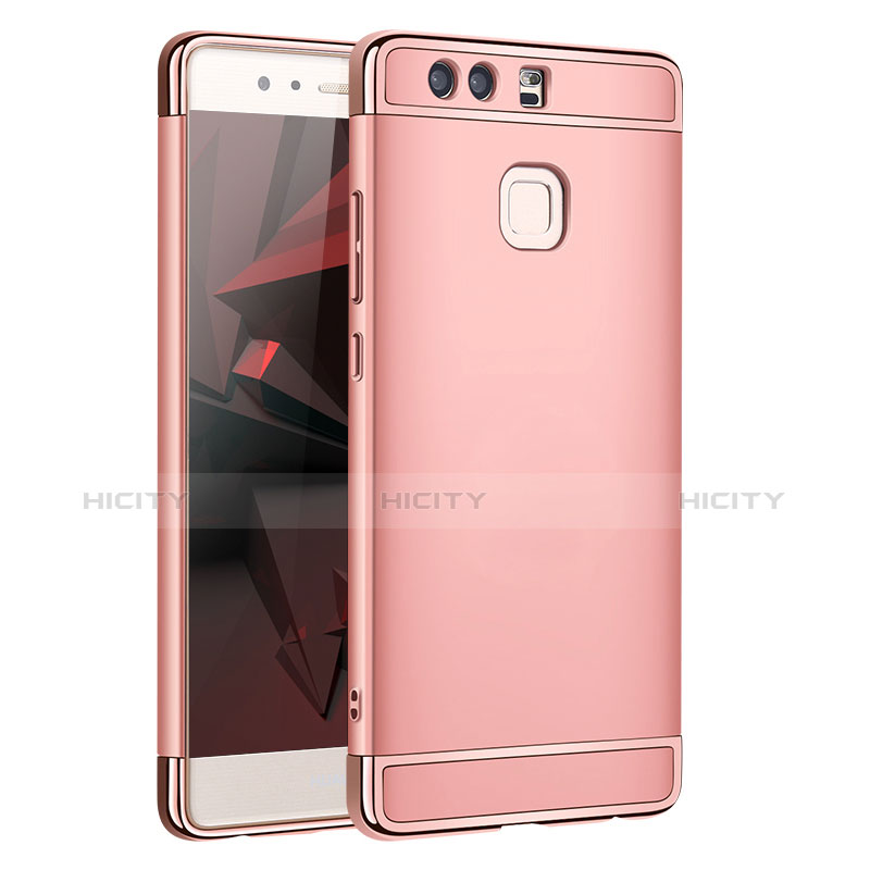 Funda Bumper Lujo Marco de Metal y Plastico para Huawei P9 Oro Rosa